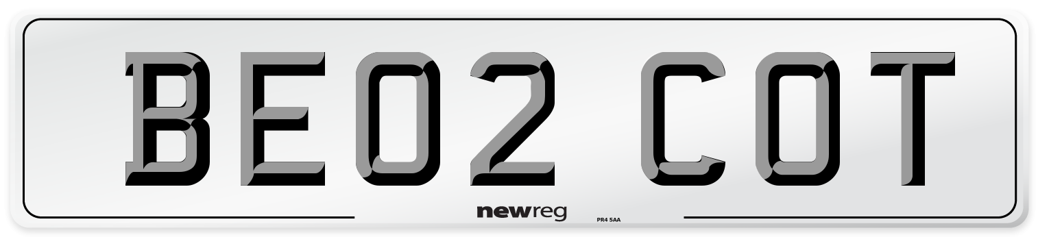 BE02 COT Number Plate from New Reg